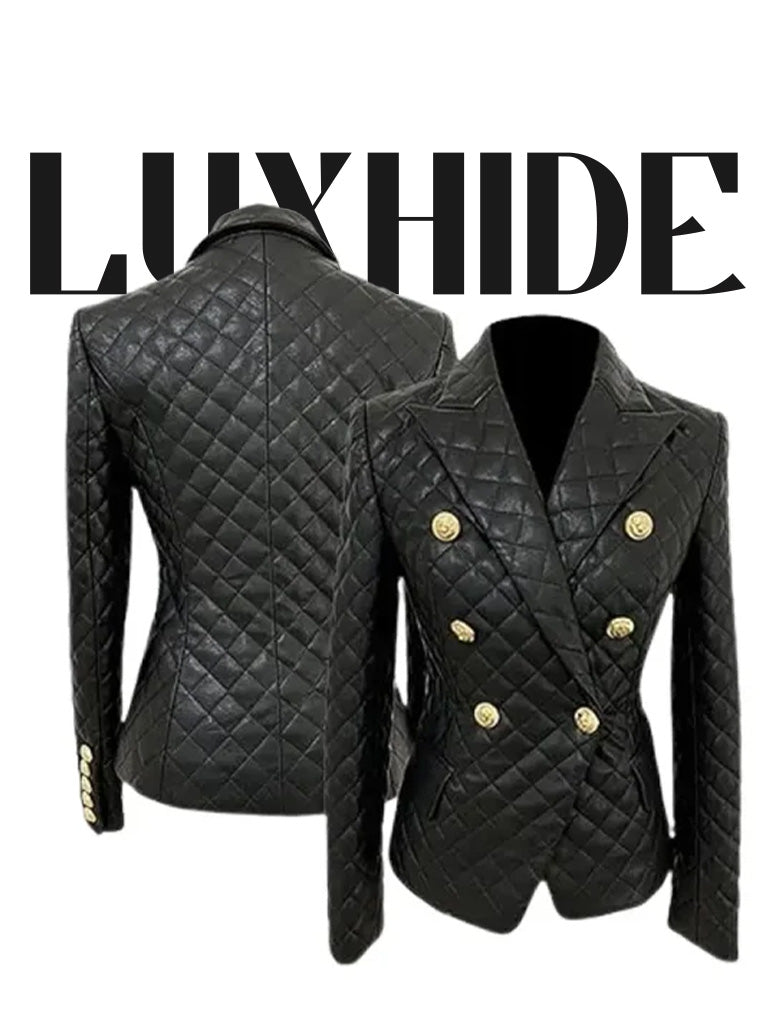 Womens Black Leather Blazer