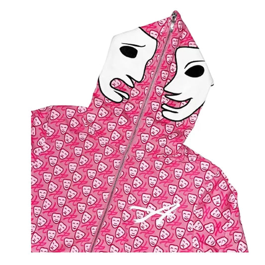 Asaali Leather Mask Pink Hoodie