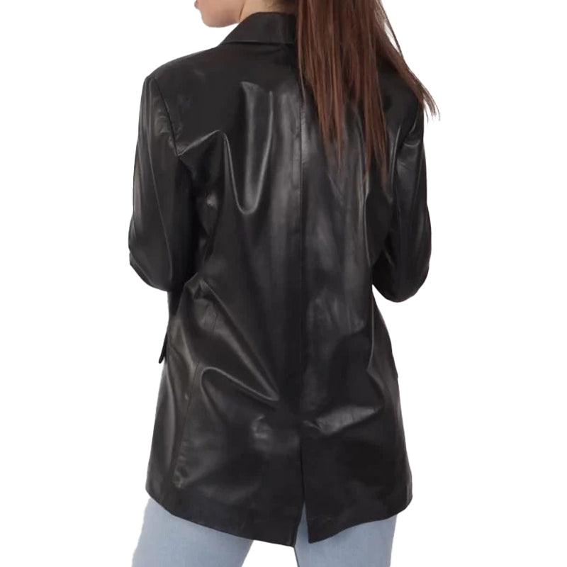 Women’s Black Leather Blazer