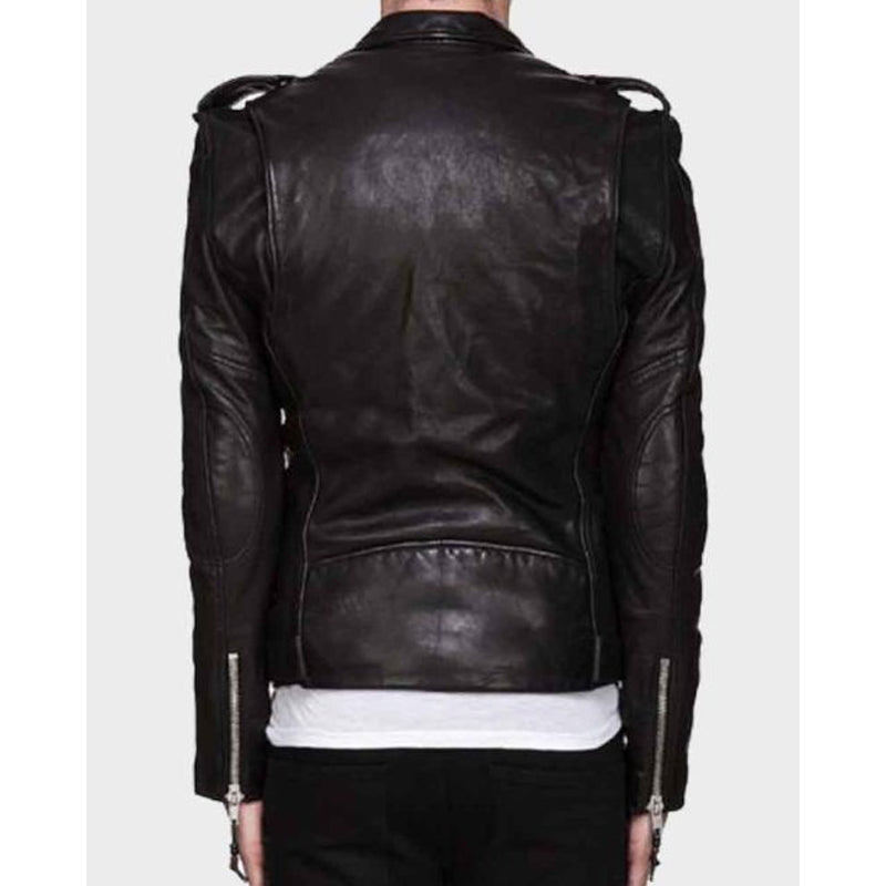 Mens Zipper Motorcycle Leather Jacket