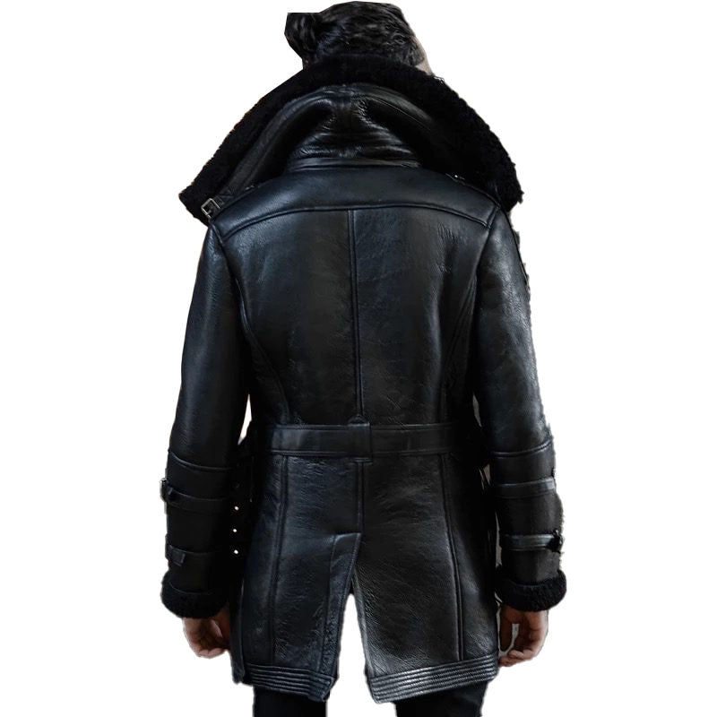 Men’s Shearling Aviator Fur Long Coat