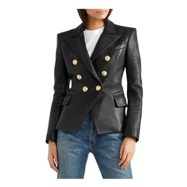 Balmain-Double-breasted-Leather-Blazer