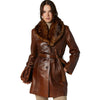 Women’s Real Brown Leather Long Trench Coat