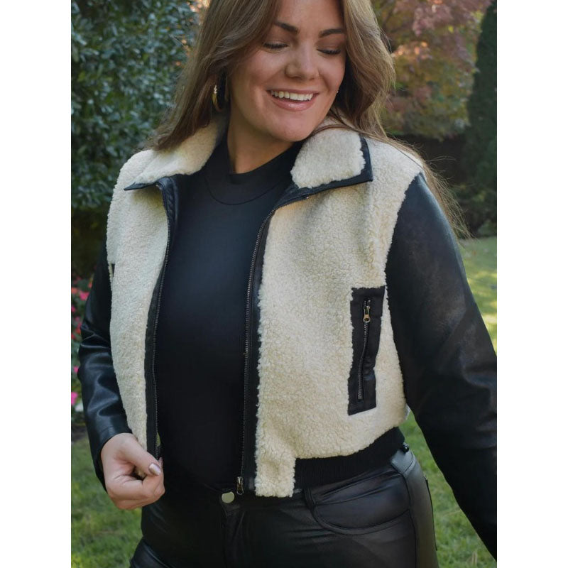 Women’s Black And Cream Sherpa Jacket