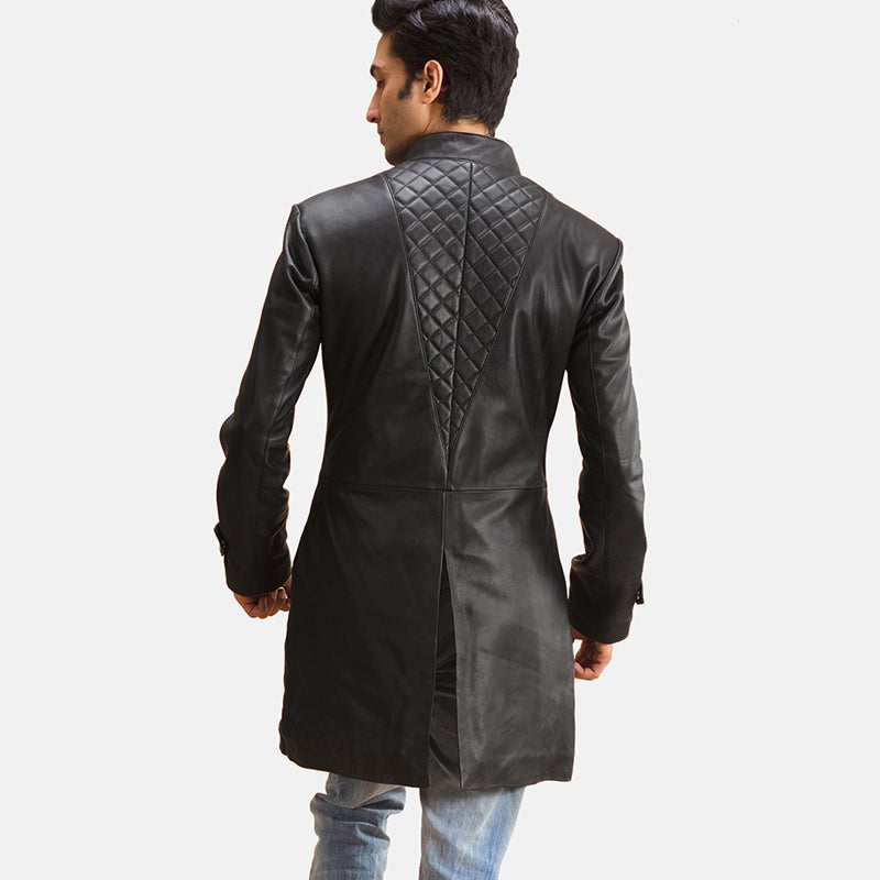 Midlander Quilted Black Leather Coat