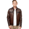 Men’s Real Brown Leather Blackout Fashion Jacket
