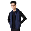 Blue Sleeveless Zipper Jacket With Hoodie