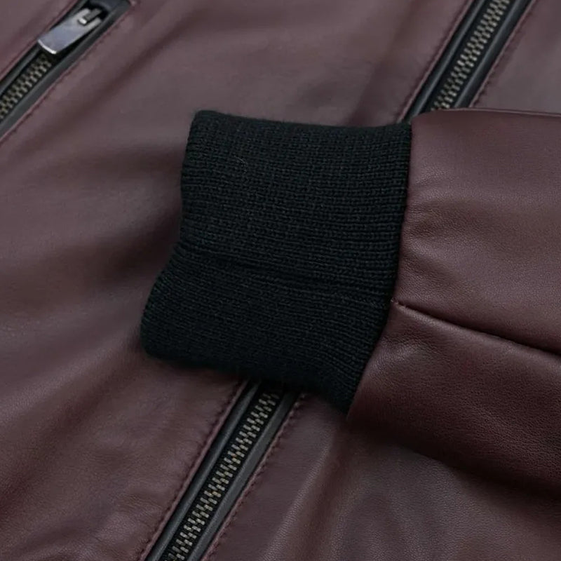 Men’s Bomber Hooded Leather Jacket