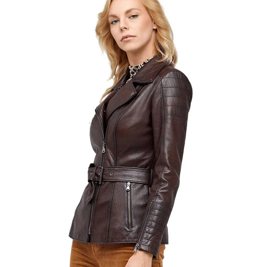 Women’s Real Brown Leather Gale Coat