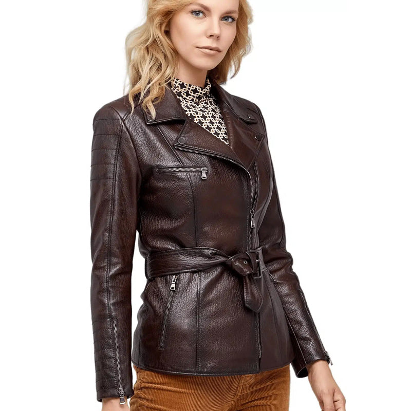 Women’s Real Brown Leather Gale Coat