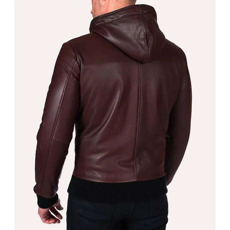 Men’s Bomber Hooded Leather Jacket