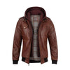 Mens Brown Leather Bomber Jacket