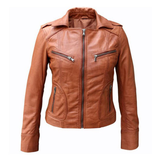 Women’s Stylish Brown Leather Jacket