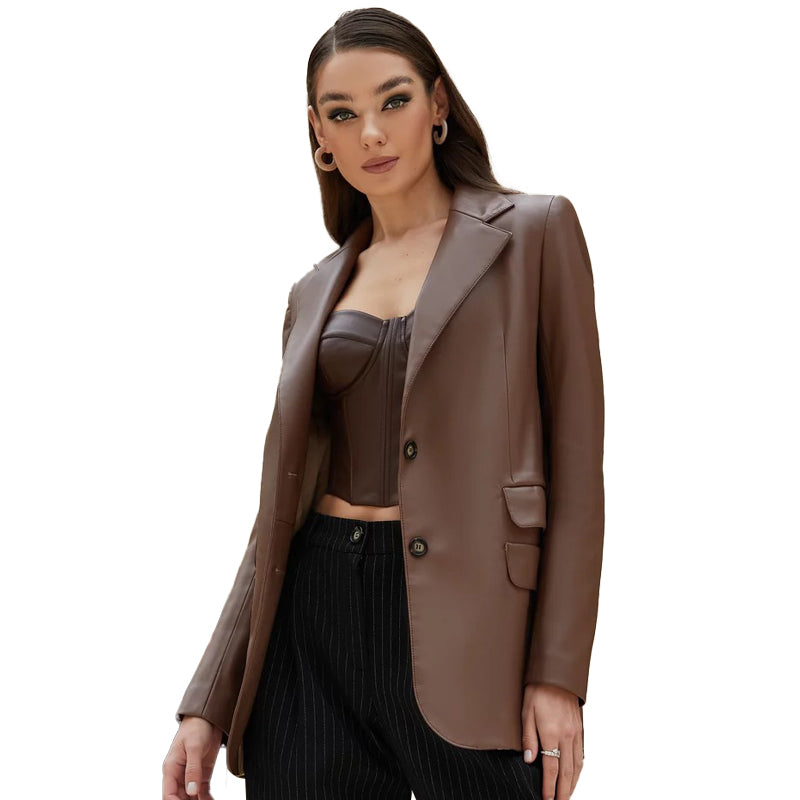 Brown eco-leather jacket