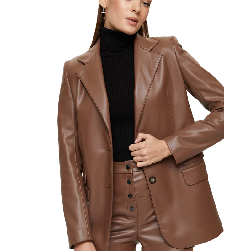 Brown eco-leather jacket