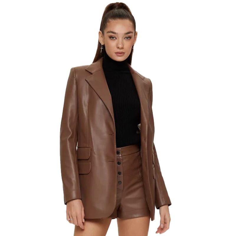 Brown eco-leather jacket