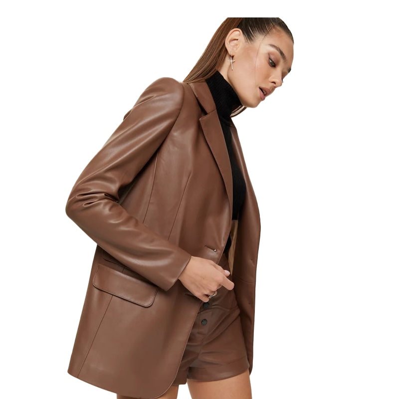 Brown eco-leather jacket