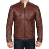 Men Brown Distressed Biker Jacket