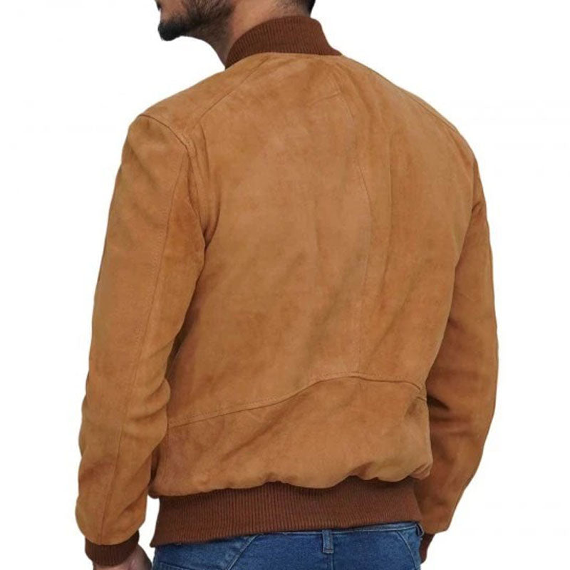 Men’s Bomber Brown Suede Leather Jacket