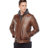 Men’s Real Brown Leather Hooded Jacket