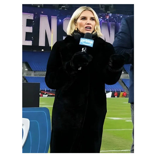 Charissa Thompson AFC Wild Card Playoffs Black Coat