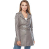 Women’s Real Grey Leather Long Coat