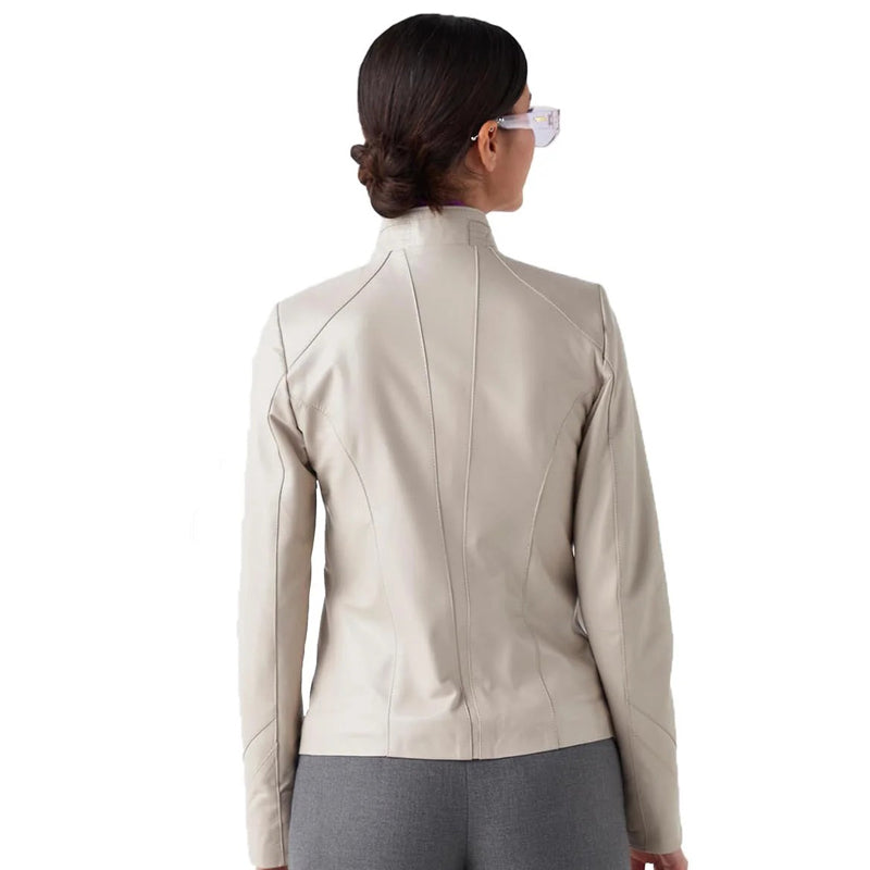 Women’s Real Beige Leather Classy Jacket