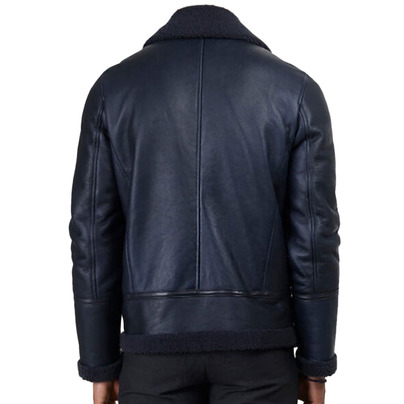 Men’s Blue B-3 Bomber Leather Jacket