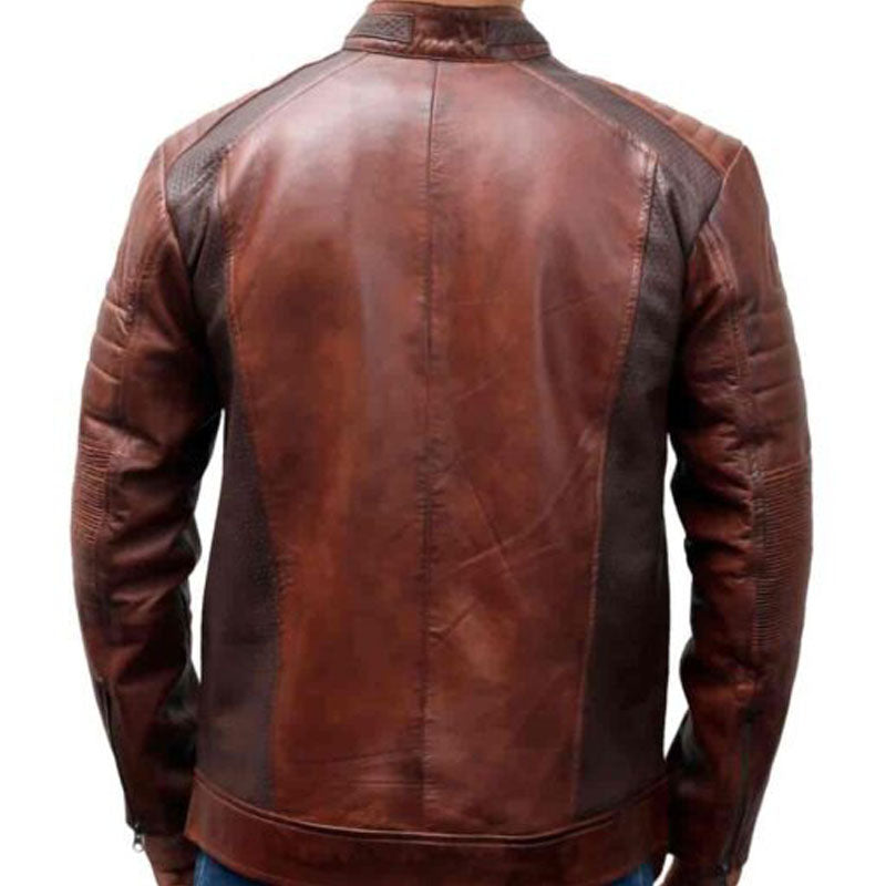 Distressed Cafe Racer Vintage Leather Jacket