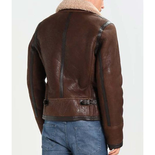 Mens Dark Brown Aviator Leather Jacket