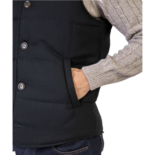 Dark Green Woolen Quilted Vest