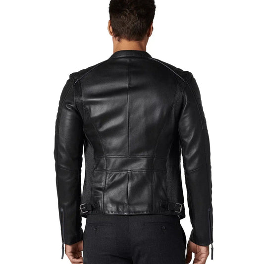 Men’s Real Black Leather Sport Dazzling Jacket