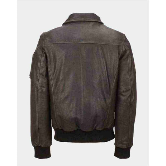 Mens Vintage Bomber Distressed Brown Jacket