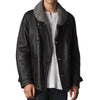 Mens Shearling Double Breasted Black Pea Coat
