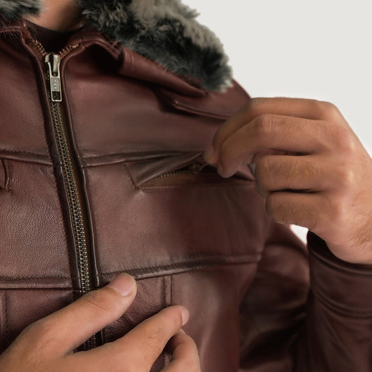 Evan Hart Fur Brown Leather Jacket