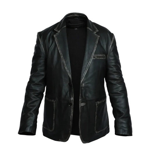 Men's Formal Blazer Button Style Leather Jacket