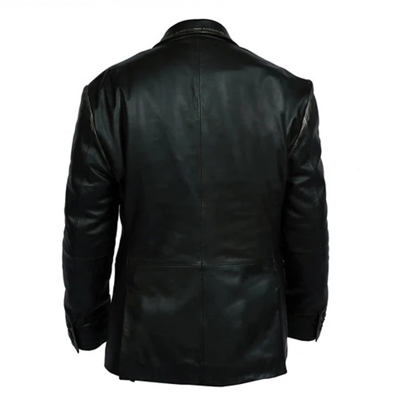 Men’s Formal Blazer Button Style Leather Jacket