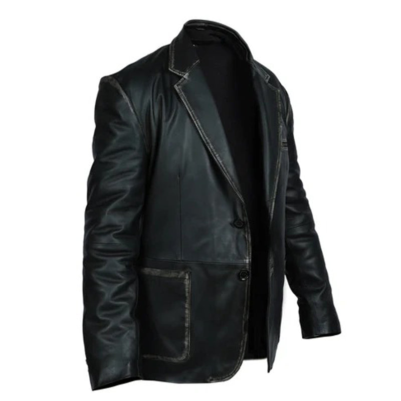 Men’s Formal Blazer Button Style Leather Jacket