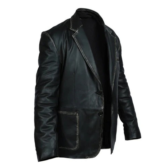 Men’s Formal Blazer Button Style Leather Jacket