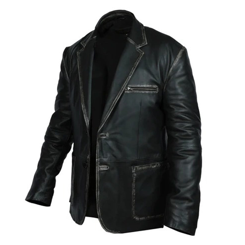 Men’s Formal Blazer Button Style Leather Jacket
