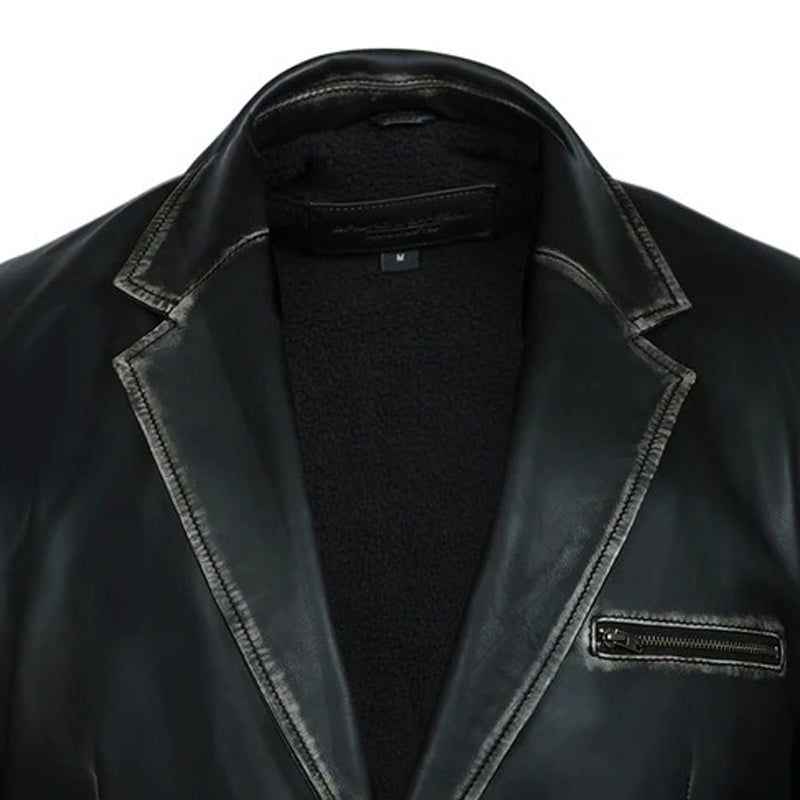 Men’s Formal Blazer Button Style Leather Jacket
