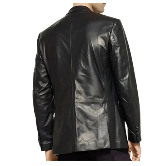 Men Classic Black Leather Blazer