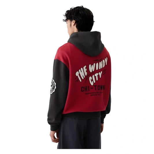 Gap Chicago Logo Colorblock Red Hoodie