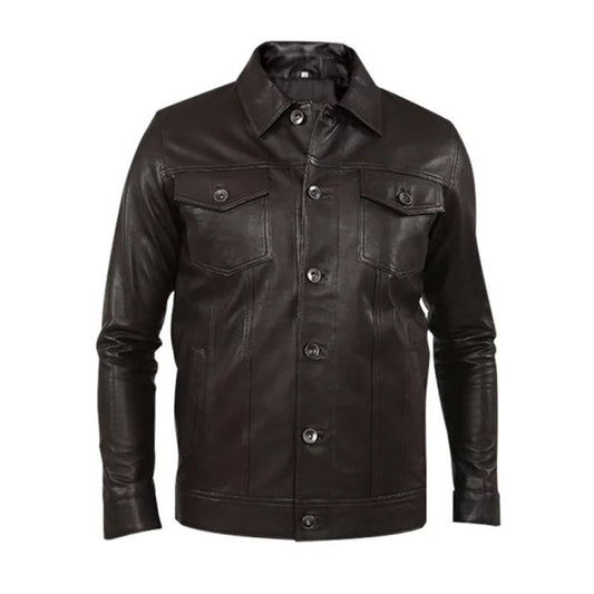 Men's Genuine Leather Black Jacket