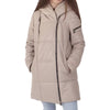 Women's Cream Leather Puffer Jacket
