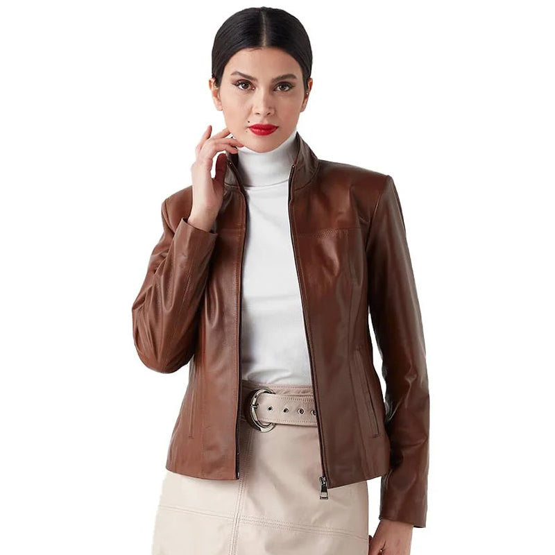 Women’s Real Tan Leather Classic Jacket