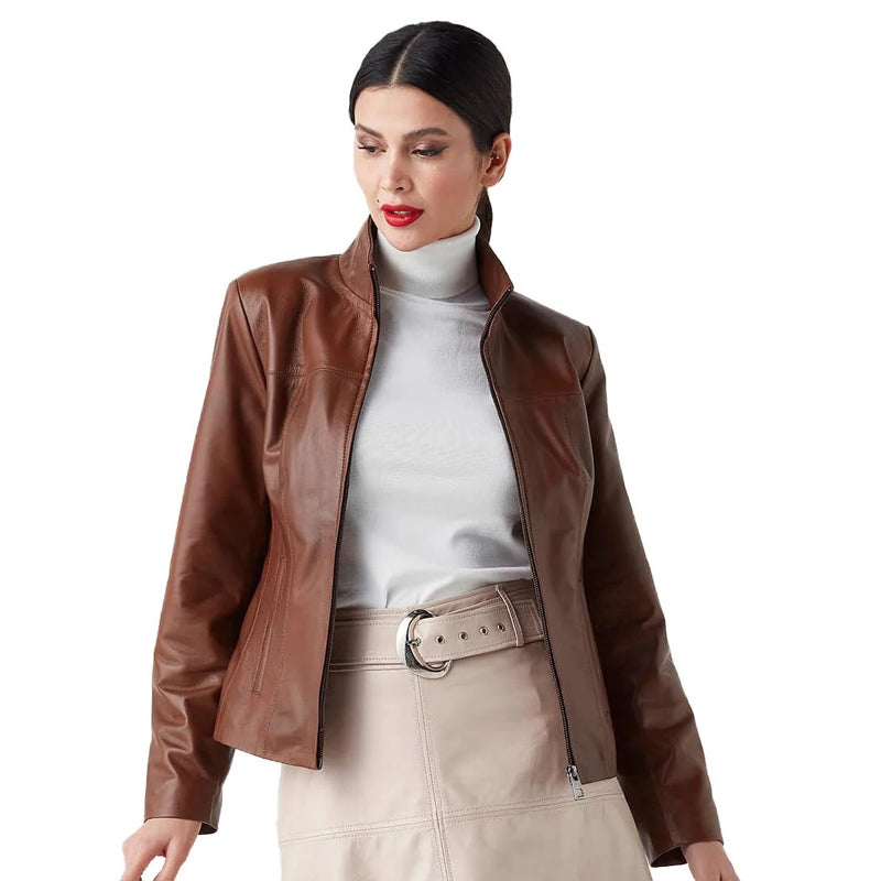 Women’s Real Tan Leather Classic Jacket