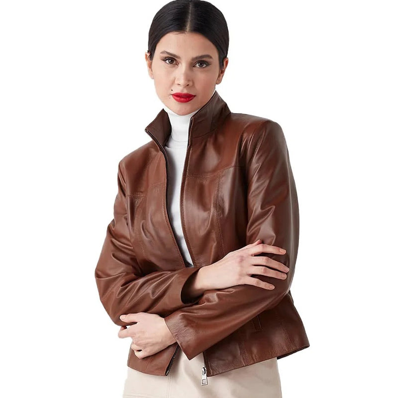 Women’s Real Tan Leather Classic Jacket