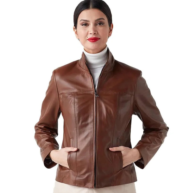 Women’s Real Tan Leather Classic Jacket