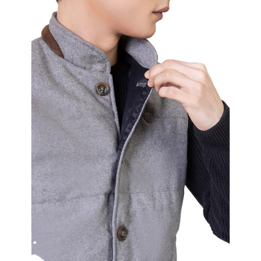 Grey Woolen Quilted Vest